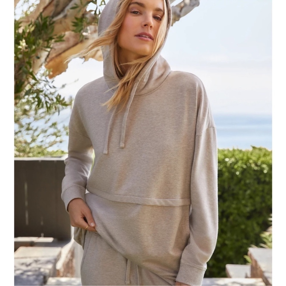 Barefoot Dreams Cream Malibu Collection Hoodie Luxe Lounge Anorak Sweatshirt S - Picture 2 of 10